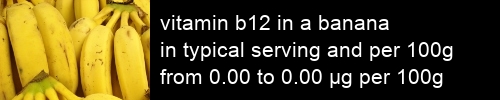 vitamin b12 in a banana information and values per serving and 100g